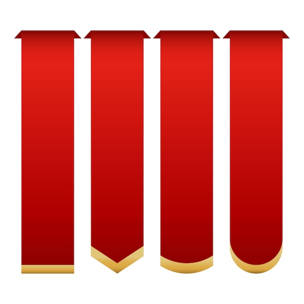 Ilustración vectorial de banderas de cinta vertical roja