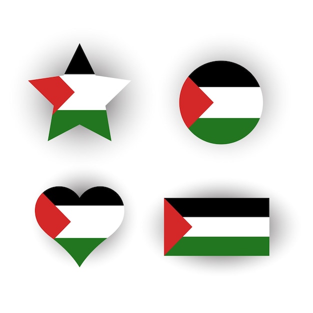 Ilustración vectorial de banderas palestinas en diferentes formas mejor para pegatinas