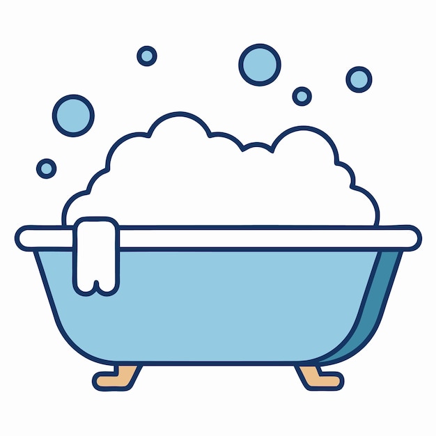 Ilustración vectorial de bañera de burbujas y diseño moderno sobre fondo blanco