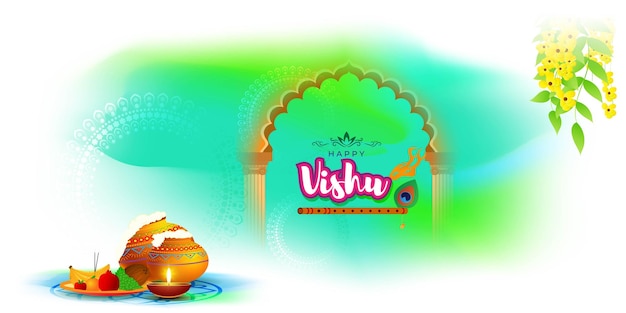 Ilustración vectorial del banner del concepto Happy Vishu