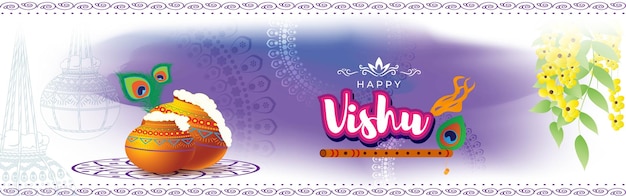 Ilustración vectorial del banner del concepto Happy Vishu
