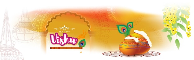 Ilustración vectorial del banner del concepto Happy Vishu