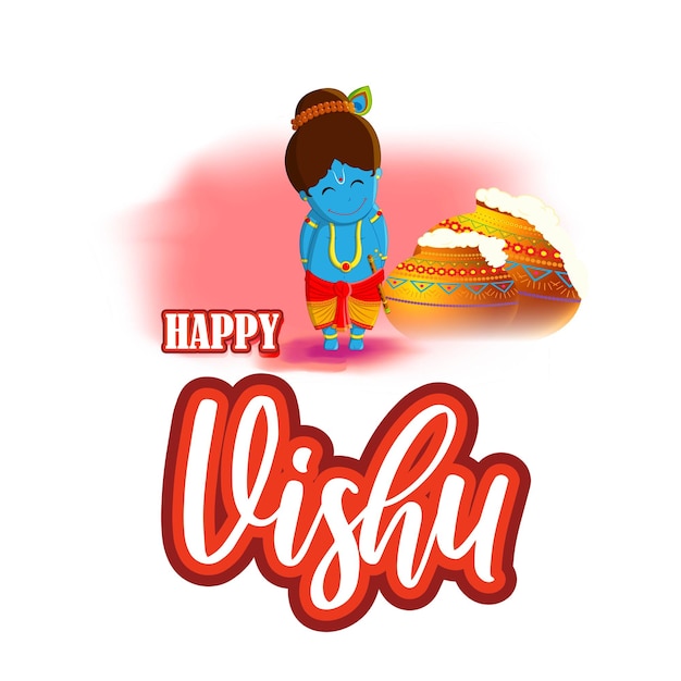 Ilustración vectorial del banner del concepto happy vishu