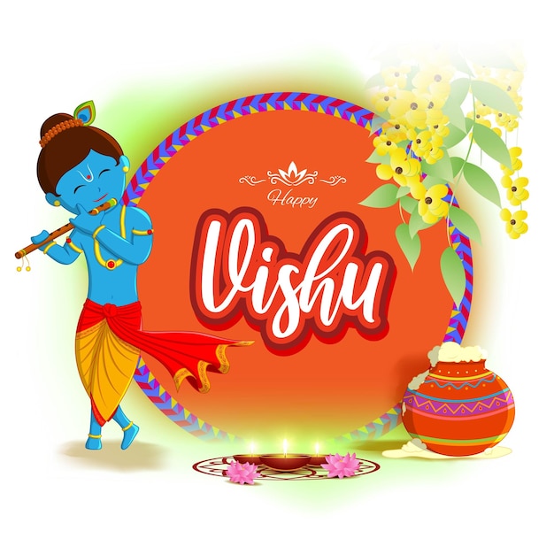 Ilustración vectorial del banner del concepto Happy Vishu