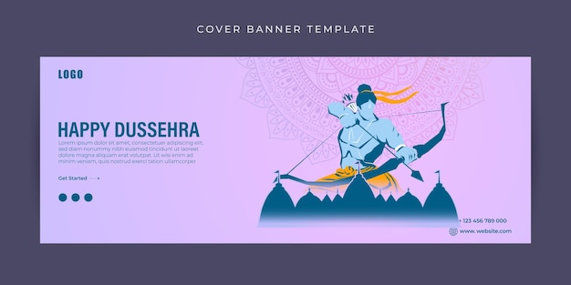 Ilustración vectorial del banner de portada de Happy Dussehra en Facebook Template