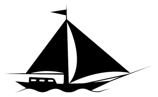 ilustración vectorial de un barco en el agua sobre un fondo transparente