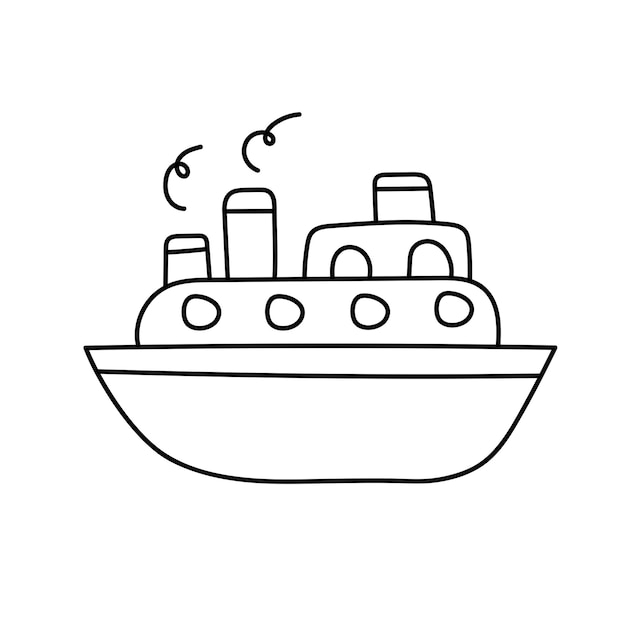 Ilustración vectorial del barco en estilo doodle