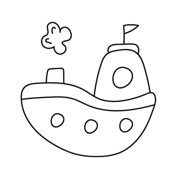 Ilustración vectorial del barco en estilo doodle