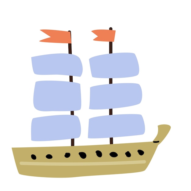Ilustración vectorial de un barco o barco infantil de transporte marítimo