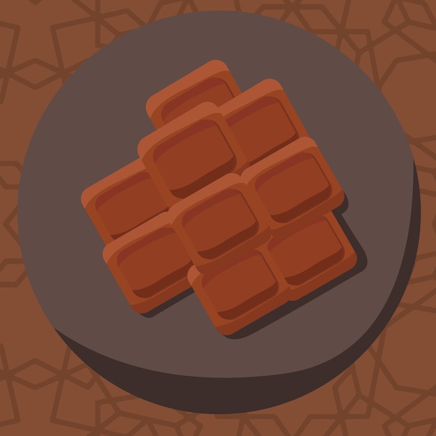 Ilustración vectorial de la barra de chocolate bocadillo de dulces para el diseño de postres