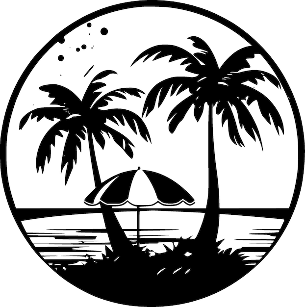 Ilustración vectorial de Beach Minimalist y Flat Logo