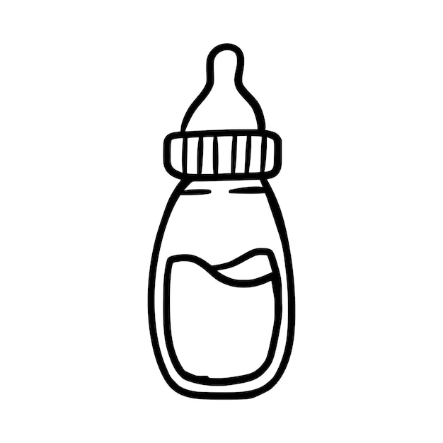 Vector ilustración vectorial del bebé de botella dibujada a mano