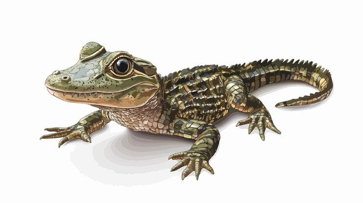 Vector ilustración vectorial de bebé cocodrilo en fondo blanco