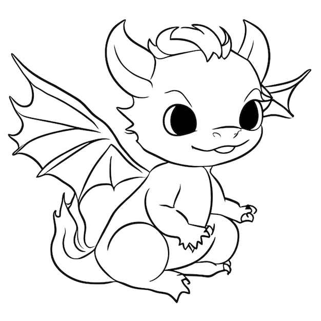 Ilustración vectorial de bebé dragón arte de línea