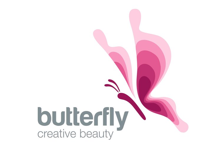 Ilustración vectorial de belleza creativa de la mariposa rosada