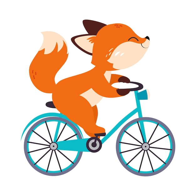 Ilustración vectorial de bicicletas o ciclismo de zorro rojo