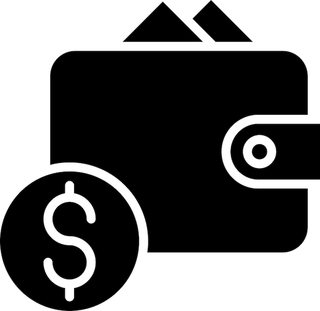 Ilustración vectorial de billetera sólida y glifo