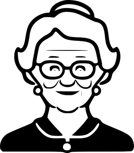 Vector ilustración vectorial en blanco y negro de la abuela