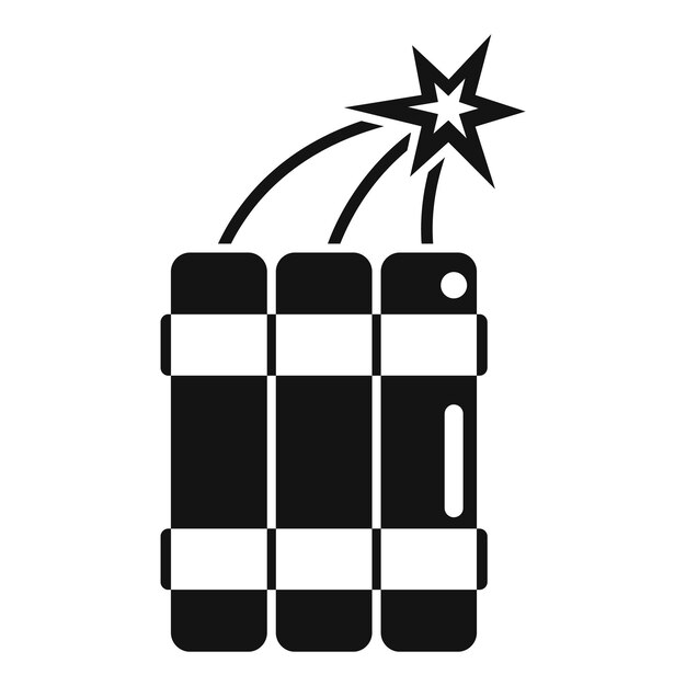 Ilustración vectorial en blanco y negro de un bastón de dinamita con una mecha encendida