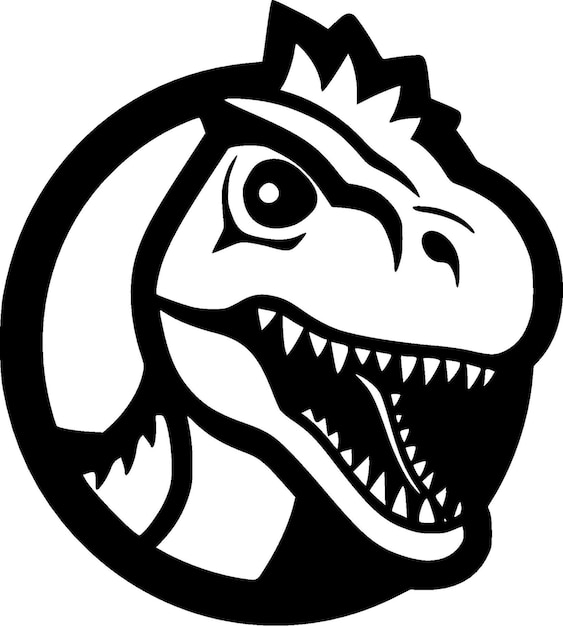 Vector ilustración vectorial en blanco y negro de dino