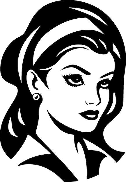 Ilustración vectorial en blanco y negro de la enfermera