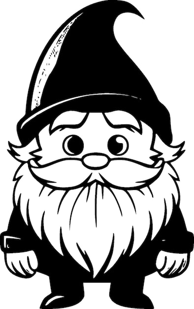 Ilustración vectorial en blanco y negro de Gnome