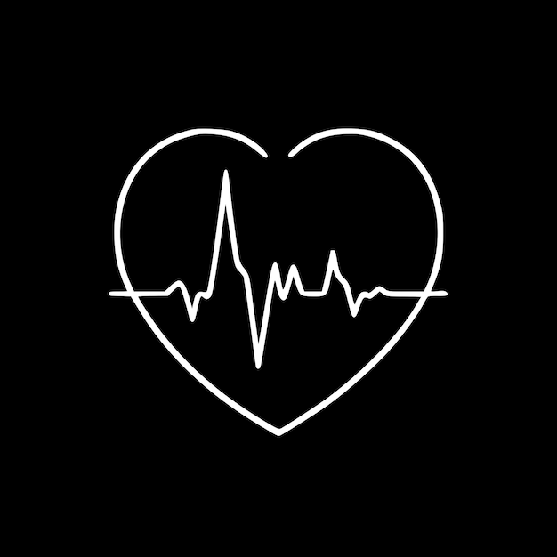 Vector ilustración vectorial en blanco y negro de heartbeat