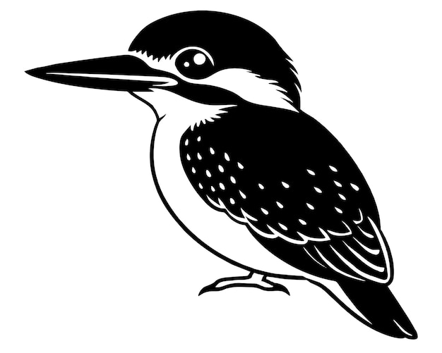 Ilustración vectorial en blanco y negro de Kingfisher aislada sobre un fondo blanco