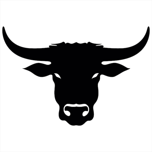 Ilustración vectorial en blanco y negro del logotipo de toro simple