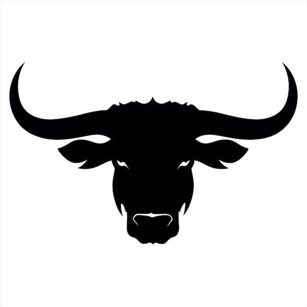 Ilustración vectorial en blanco y negro del logotipo de toro simple