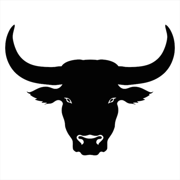 Ilustración vectorial en blanco y negro del logotipo de toro simple