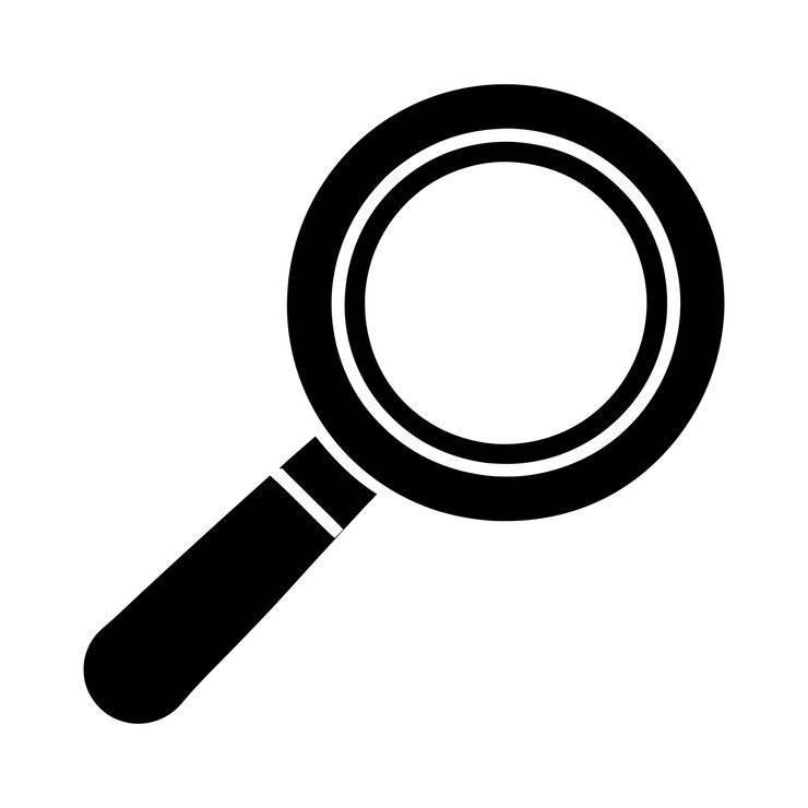 Ilustración vectorial en blanco y negro de lupa
