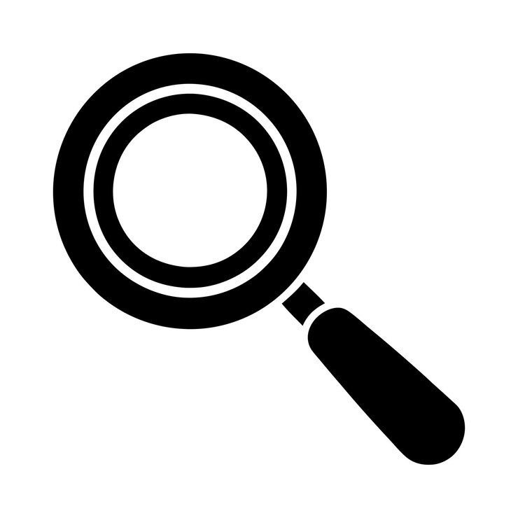 Ilustración vectorial en blanco y negro de lupa