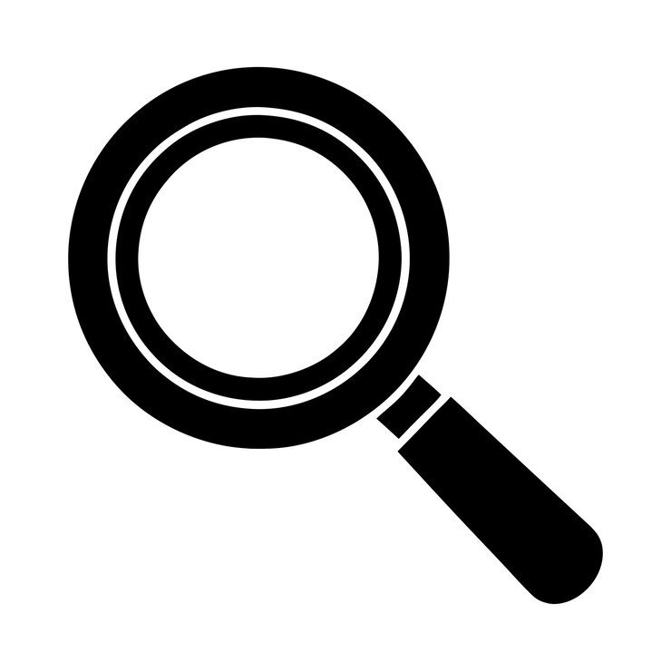 Ilustración vectorial en blanco y negro de lupa