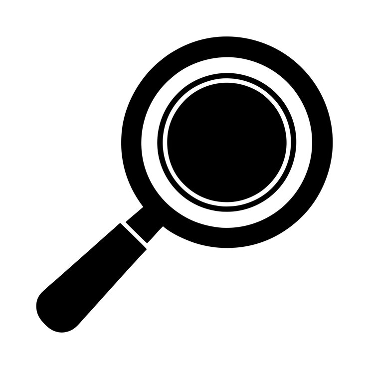 Ilustración vectorial en blanco y negro de lupa