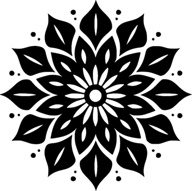 Ilustración vectorial en blanco y negro de Mandala