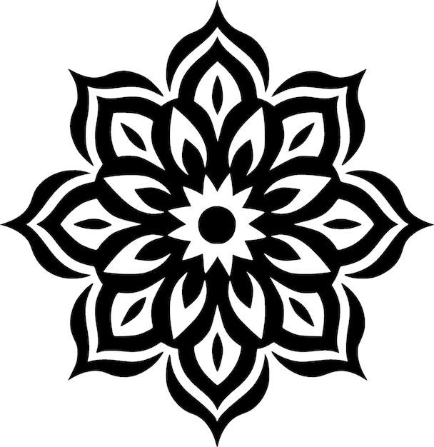 Ilustración vectorial en blanco y negro de Mandala