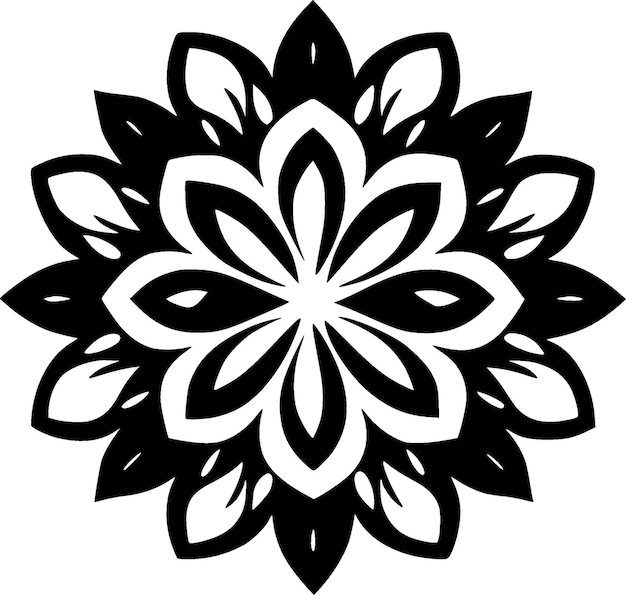 Ilustración vectorial en blanco y negro de Mandala