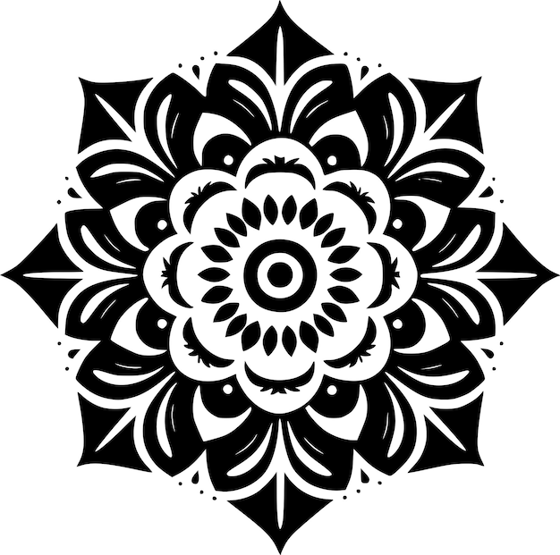 Ilustración vectorial en blanco y negro de Mandala