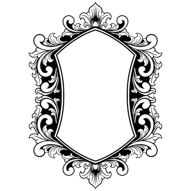 Ilustración vectorial en blanco y negro del marco ornamental