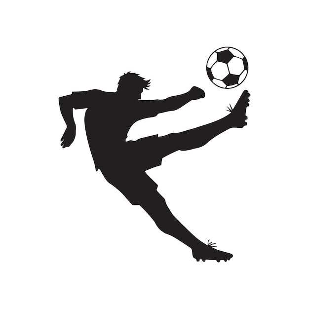 Ilustración vectorial en blanco y negro de la silueta de un jugador de fútbol