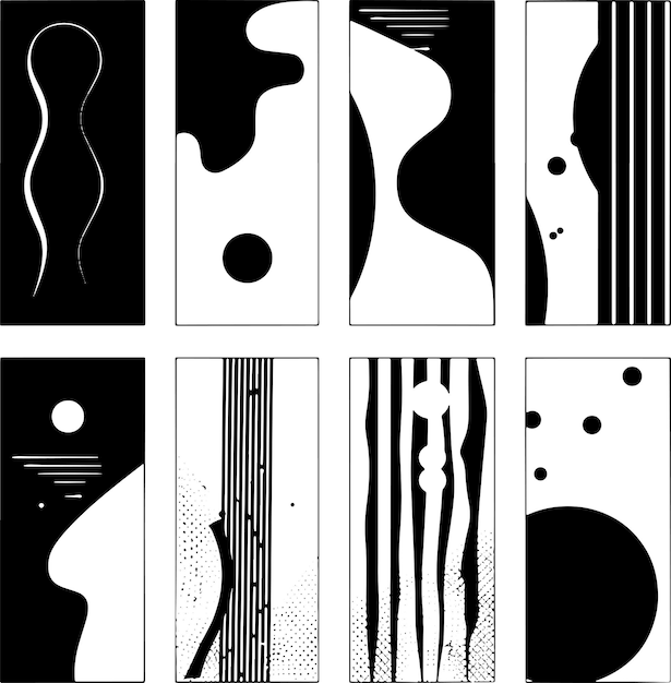 Ilustración vectorial en blanco y negro de la silueta de la línea de arte del estandarte abstracto