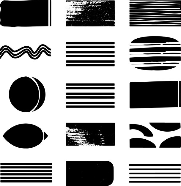 Ilustración vectorial en blanco y negro de la silueta de la línea de arte del estandarte abstracto