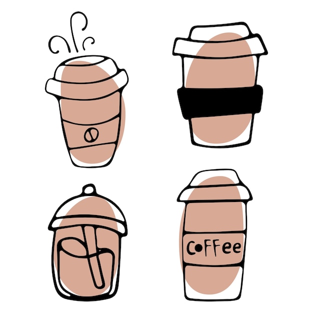 Ilustración vectorial en blanco y negro de una taza de café