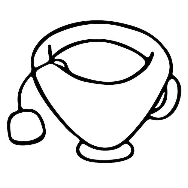 Ilustración vectorial en blanco y negro de una taza sobre un fondo blanco