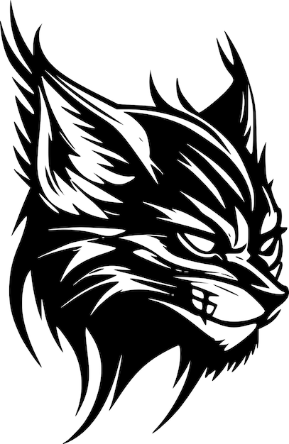 Vector ilustración vectorial en blanco y negro de wildcat