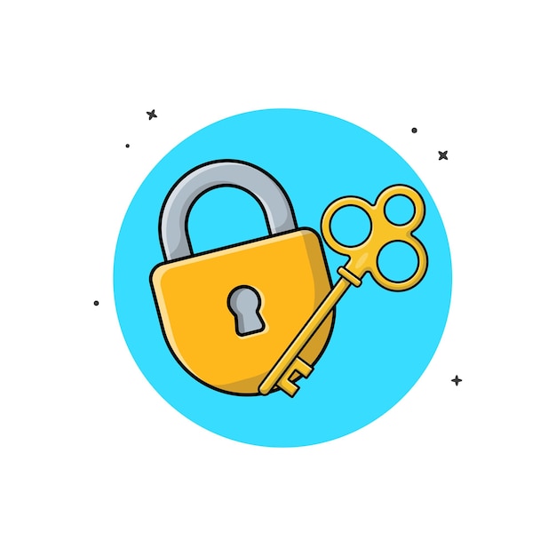 Ilustración vectorial de bloqueo y llave dorada Diseño conceptual de seguridad