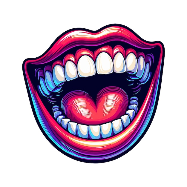 una ilustración vectorial de una boca riendo con labios y dientes