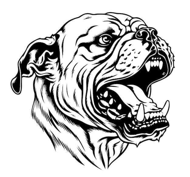 Vector ilustración vectorial de un boceto de bulldog dibujos animados de animales populares animales enojados seguridad de mascotas domésticas