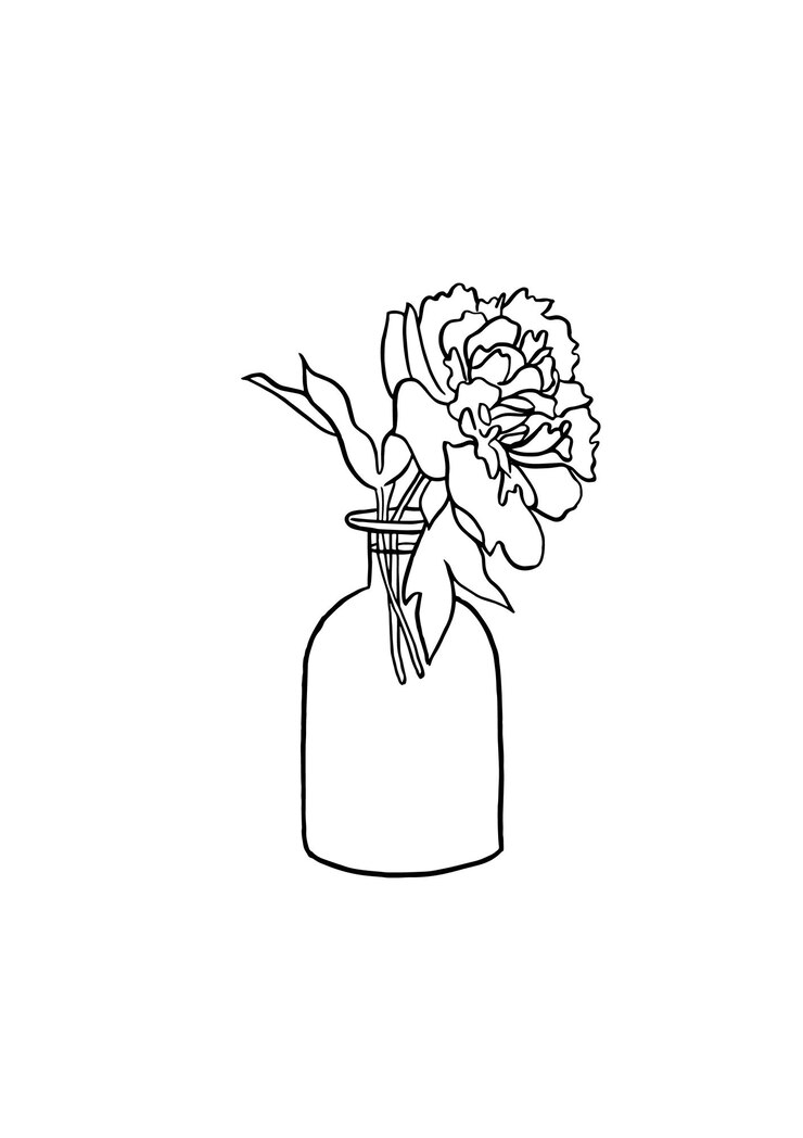 Ilustración vectorial boceto de tinta flores de peonía con jarrón Arte para para impresiones arte de pared fondo de pancarta